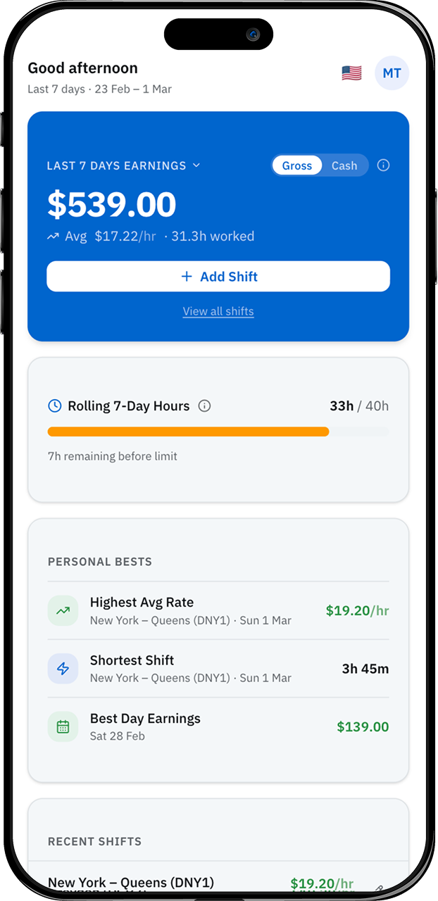 FlexTrackr app dashboard